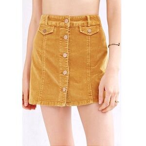 BDG Corduroy Button-Front Skirt